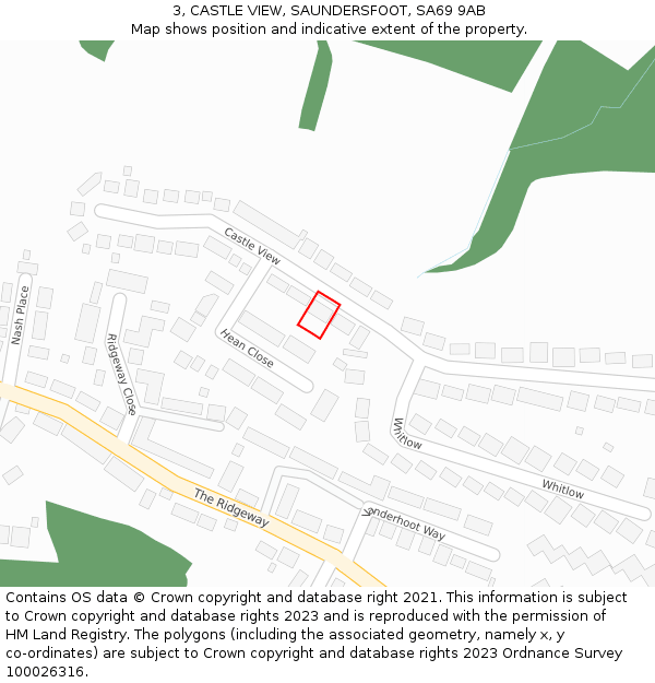 3, CASTLE VIEW, SAUNDERSFOOT, SA69 9AB: Location map and indicative extent of plot