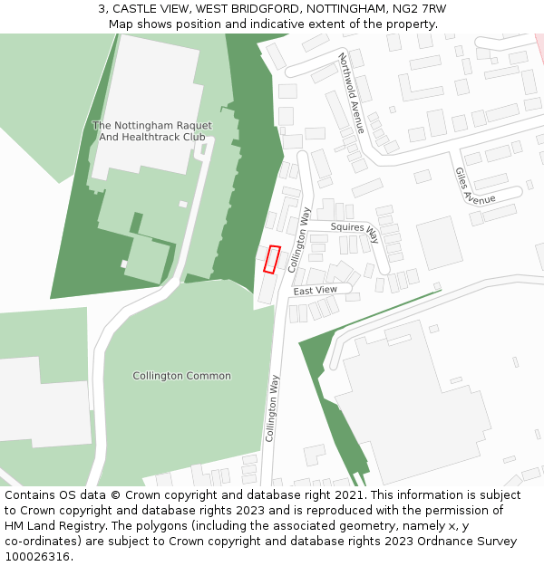 3, CASTLE VIEW, WEST BRIDGFORD, NOTTINGHAM, NG2 7RW: Location map and indicative extent of plot