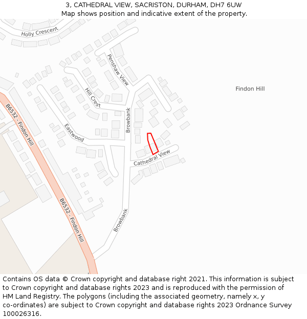 3, CATHEDRAL VIEW, SACRISTON, DURHAM, DH7 6UW: Location map and indicative extent of plot