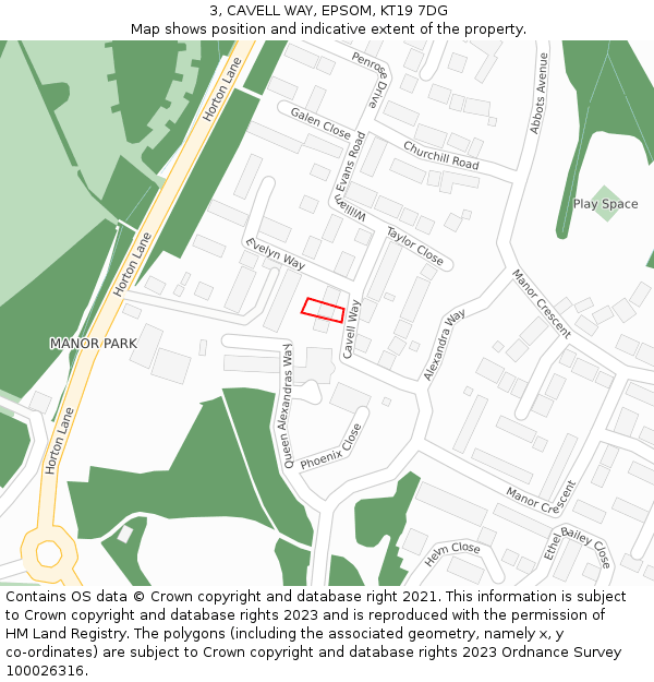 3, CAVELL WAY, EPSOM, KT19 7DG: Location map and indicative extent of plot