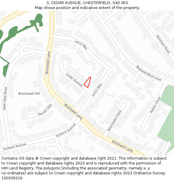 3, CEDAR AVENUE, CHESTERFIELD, S40 4ES: Location map and indicative extent of plot