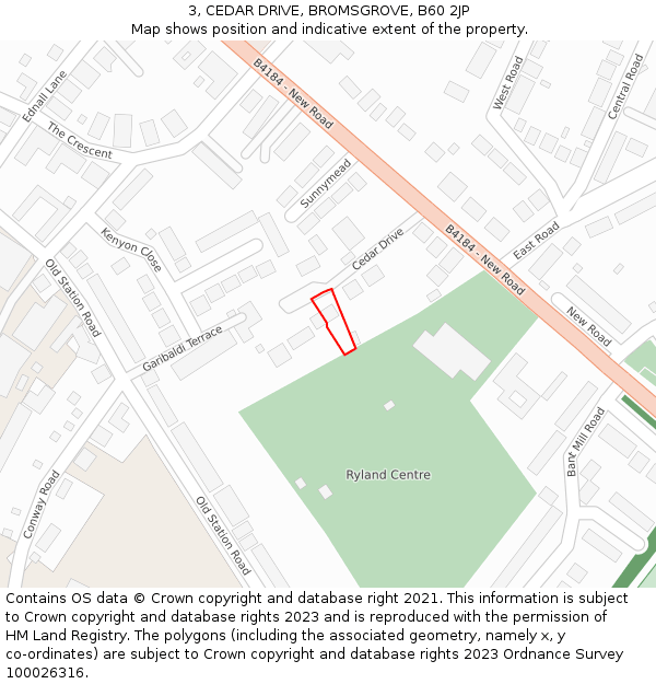 3, CEDAR DRIVE, BROMSGROVE, B60 2JP: Location map and indicative extent of plot