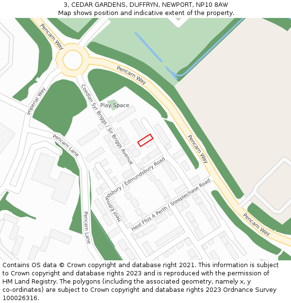 3, CEDAR GARDENS, DUFFRYN, NEWPORT, NP10 8AW: Location map and indicative extent of plot