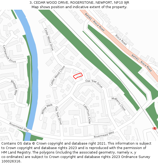 3, CEDAR WOOD DRIVE, ROGERSTONE, NEWPORT, NP10 9JR: Location map and indicative extent of plot