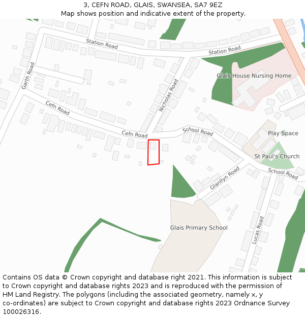 3, CEFN ROAD, GLAIS, SWANSEA, SA7 9EZ: Location map and indicative extent of plot