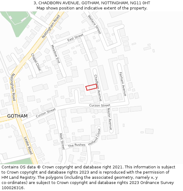 3, CHADBORN AVENUE, GOTHAM, NOTTINGHAM, NG11 0HT: Location map and indicative extent of plot