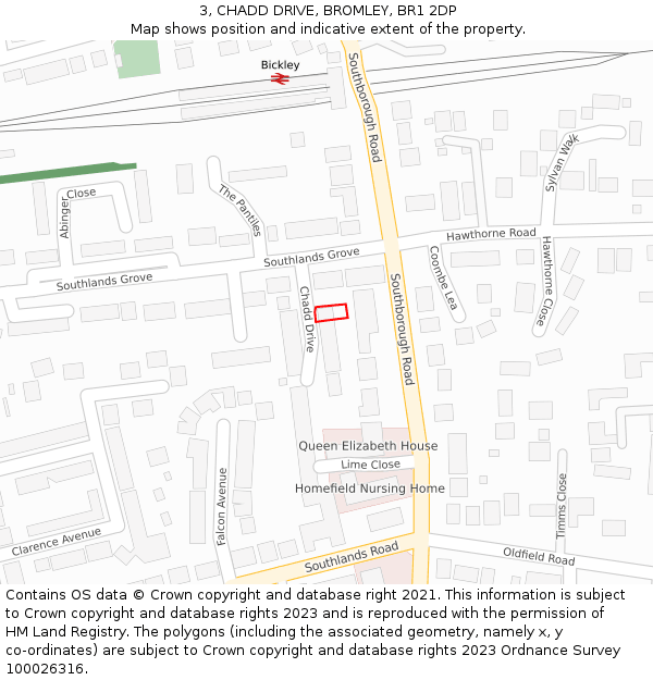 3, CHADD DRIVE, BROMLEY, BR1 2DP: Location map and indicative extent of plot