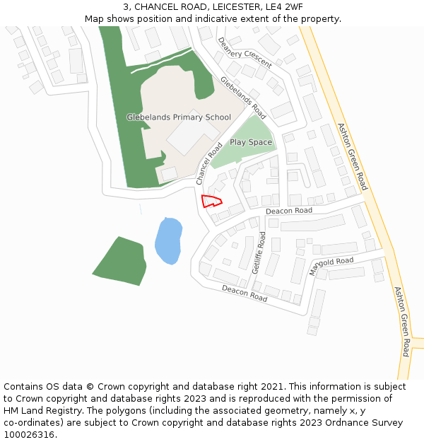 3, CHANCEL ROAD, LEICESTER, LE4 2WF: Location map and indicative extent of plot