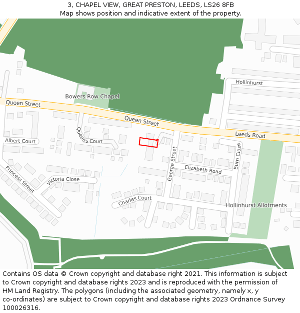 3, CHAPEL VIEW, GREAT PRESTON, LEEDS, LS26 8FB: Location map and indicative extent of plot