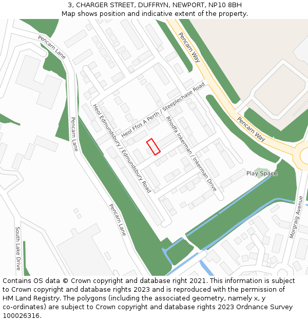 3, CHARGER STREET, DUFFRYN, NEWPORT, NP10 8BH: Location map and indicative extent of plot