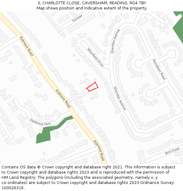 3, CHARLOTTE CLOSE, CAVERSHAM, READING, RG4 7BY: Location map and indicative extent of plot