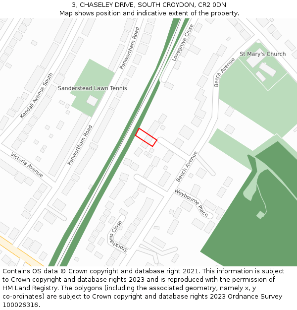 3, CHASELEY DRIVE, SOUTH CROYDON, CR2 0DN: Location map and indicative extent of plot