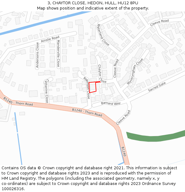 3, CHAYTOR CLOSE, HEDON, HULL, HU12 8PU: Location map and indicative extent of plot