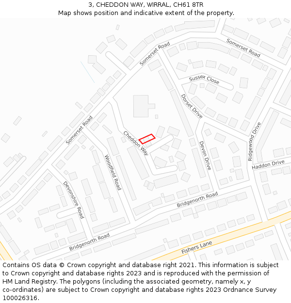3, CHEDDON WAY, WIRRAL, CH61 8TR: Location map and indicative extent of plot