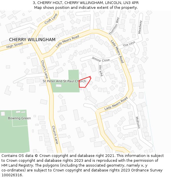 3, CHERRY HOLT, CHERRY WILLINGHAM, LINCOLN, LN3 4PR: Location map and indicative extent of plot