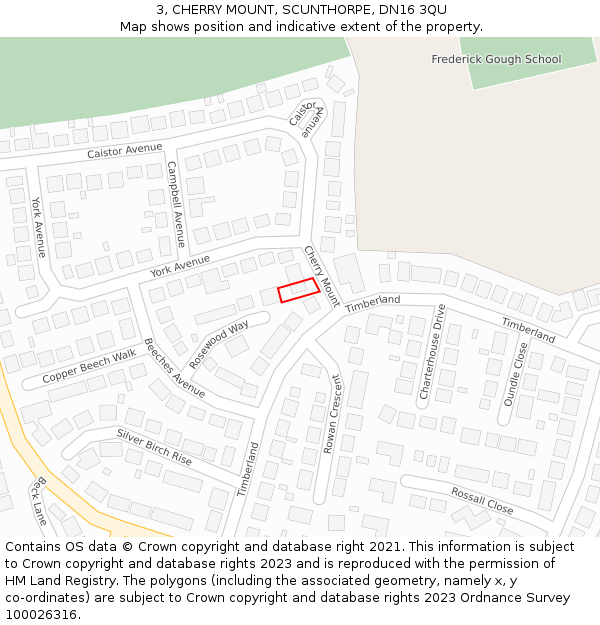 3, CHERRY MOUNT, SCUNTHORPE, DN16 3QU: Location map and indicative extent of plot