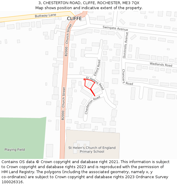 3, CHESTERTON ROAD, CLIFFE, ROCHESTER, ME3 7QX: Location map and indicative extent of plot