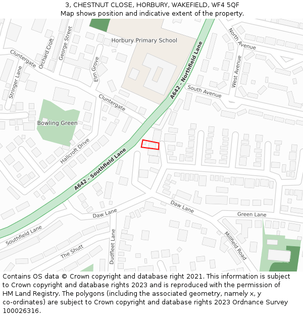 3, CHESTNUT CLOSE, HORBURY, WAKEFIELD, WF4 5QF: Location map and indicative extent of plot