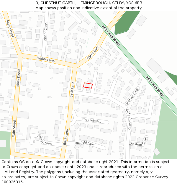 3, CHESTNUT GARTH, HEMINGBROUGH, SELBY, YO8 6RB: Location map and indicative extent of plot