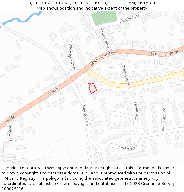 3, CHESTNUT GROVE, SUTTON BENGER, CHIPPENHAM, SN15 4TP: Location map and indicative extent of plot