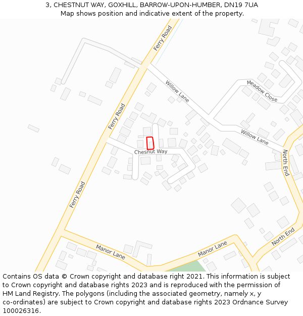 3, CHESTNUT WAY, GOXHILL, BARROW-UPON-HUMBER, DN19 7UA: Location map and indicative extent of plot