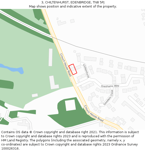 3, CHILTENHURST, EDENBRIDGE, TN8 5PJ: Location map and indicative extent of plot