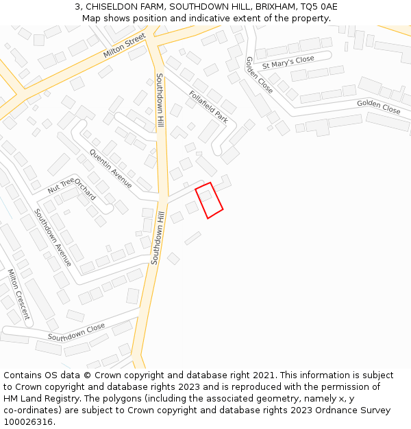 3, CHISELDON FARM, SOUTHDOWN HILL, BRIXHAM, TQ5 0AE: Location map and indicative extent of plot