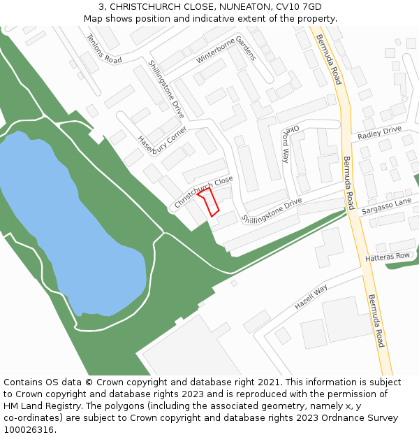 3, CHRISTCHURCH CLOSE, NUNEATON, CV10 7GD: Location map and indicative extent of plot