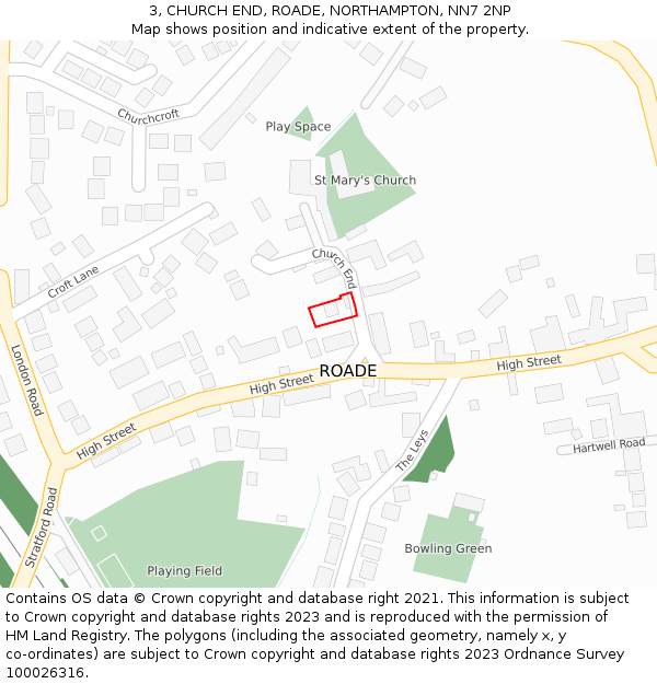 3, CHURCH END, ROADE, NORTHAMPTON, NN7 2NP: Location map and indicative extent of plot
