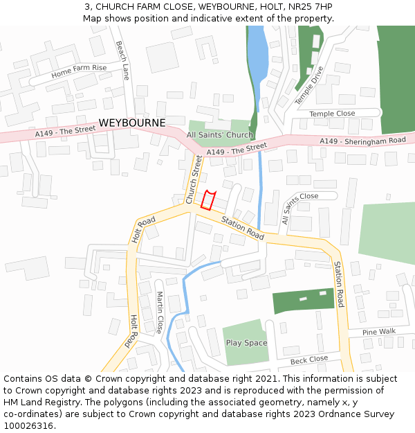 3, CHURCH FARM CLOSE, WEYBOURNE, HOLT, NR25 7HP: Location map and indicative extent of plot