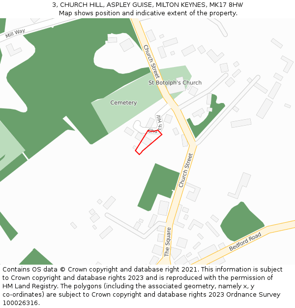 3, CHURCH HILL, ASPLEY GUISE, MILTON KEYNES, MK17 8HW: Location map and indicative extent of plot