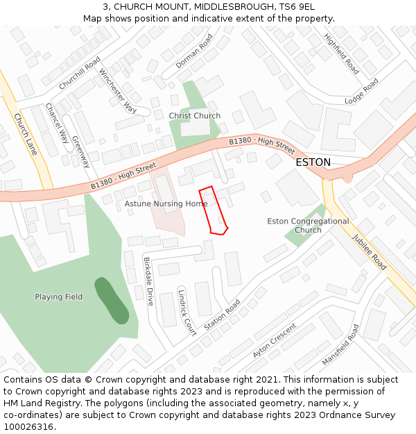 3, CHURCH MOUNT, MIDDLESBROUGH, TS6 9EL: Location map and indicative extent of plot