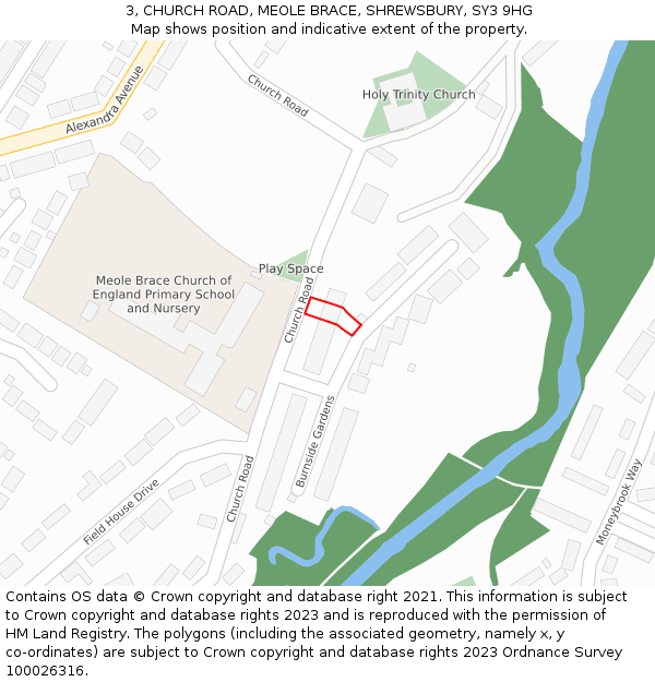 3, CHURCH ROAD, MEOLE BRACE, SHREWSBURY, SY3 9HG: Location map and indicative extent of plot