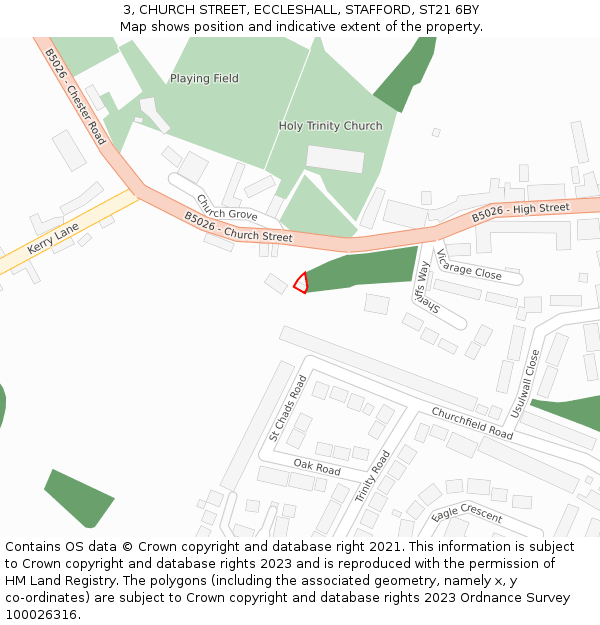 3, CHURCH STREET, ECCLESHALL, STAFFORD, ST21 6BY: Location map and indicative extent of plot