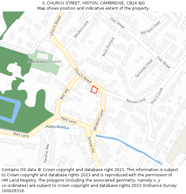 3, CHURCH STREET, HISTON, CAMBRIDGE, CB24 9JG: Location map and indicative extent of plot