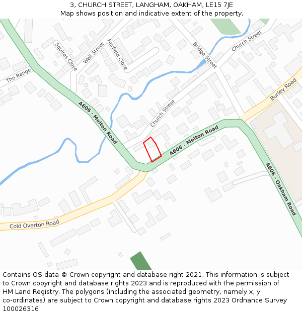 3, CHURCH STREET, LANGHAM, OAKHAM, LE15 7JE: Location map and indicative extent of plot