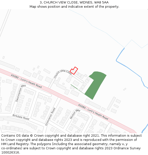 3, CHURCH VIEW CLOSE, WIDNES, WA8 5AA: Location map and indicative extent of plot