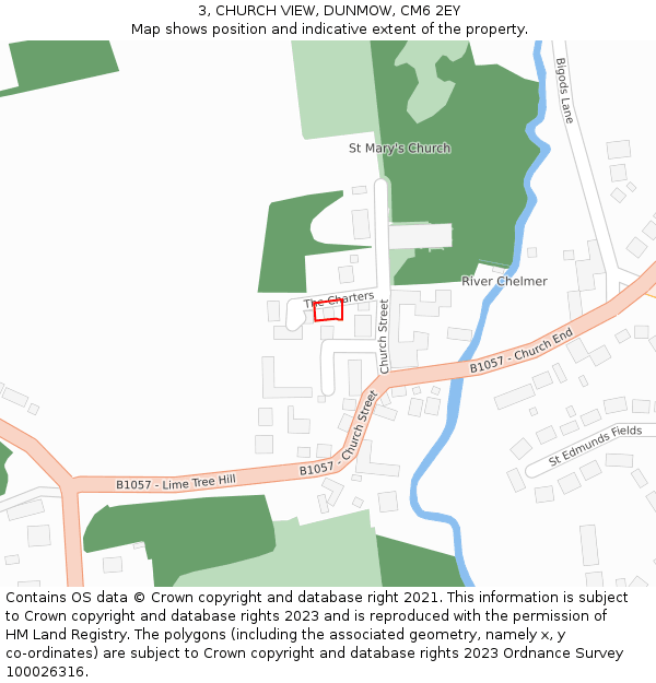 3, CHURCH VIEW, DUNMOW, CM6 2EY: Location map and indicative extent of plot