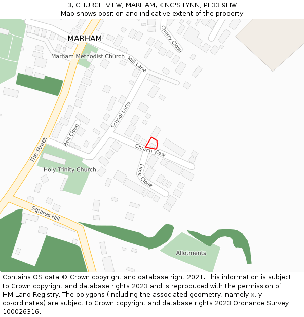 3, CHURCH VIEW, MARHAM, KING'S LYNN, PE33 9HW: Location map and indicative extent of plot