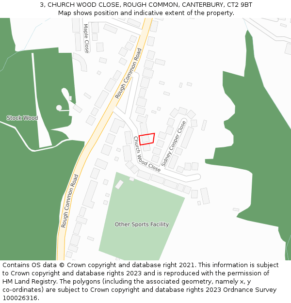 3, CHURCH WOOD CLOSE, ROUGH COMMON, CANTERBURY, CT2 9BT: Location map and indicative extent of plot