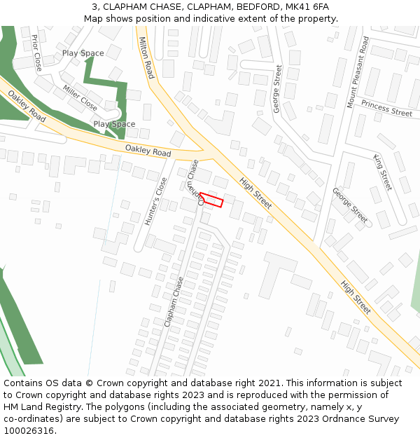 3, CLAPHAM CHASE, CLAPHAM, BEDFORD, MK41 6FA: Location map and indicative extent of plot