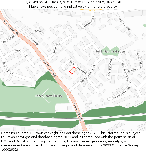 3, CLAYTON MILL ROAD, STONE CROSS, PEVENSEY, BN24 5PB: Location map and indicative extent of plot