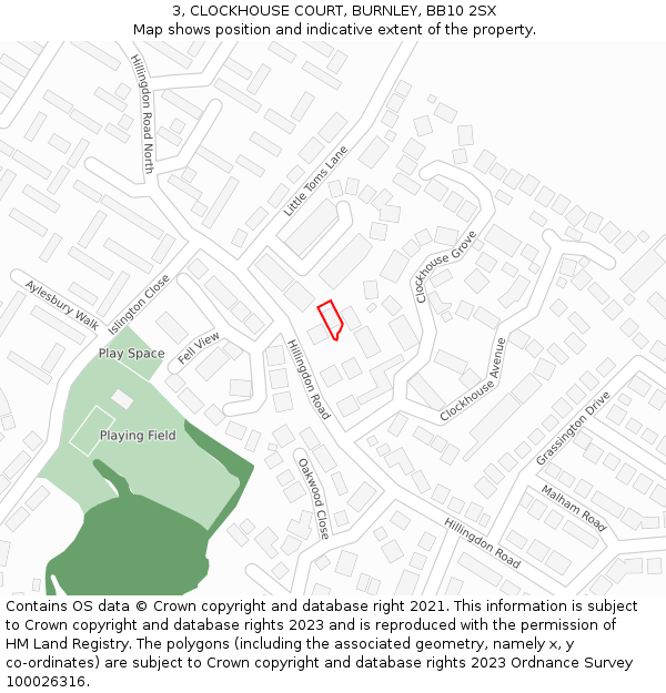 3, CLOCKHOUSE COURT, BURNLEY, BB10 2SX: Location map and indicative extent of plot