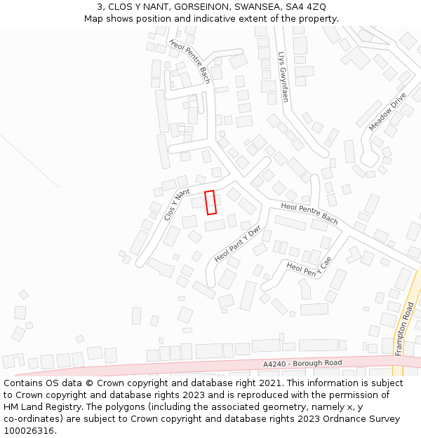 3, CLOS Y NANT, GORSEINON, SWANSEA, SA4 4ZQ: Location map and indicative extent of plot