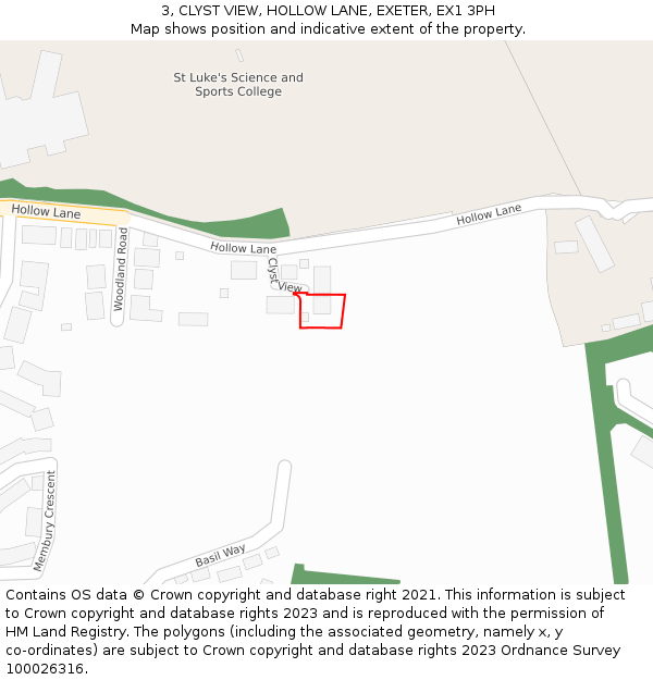 3, CLYST VIEW, HOLLOW LANE, EXETER, EX1 3PH: Location map and indicative extent of plot