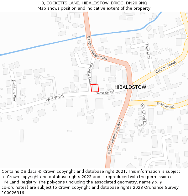 3, COCKETTS LANE, HIBALDSTOW, BRIGG, DN20 9NQ: Location map and indicative extent of plot