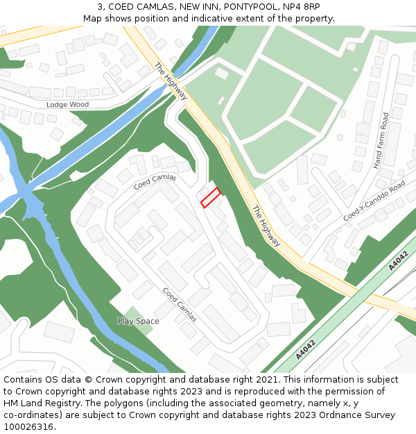 3, COED CAMLAS, NEW INN, PONTYPOOL, NP4 8RP: Location map and indicative extent of plot