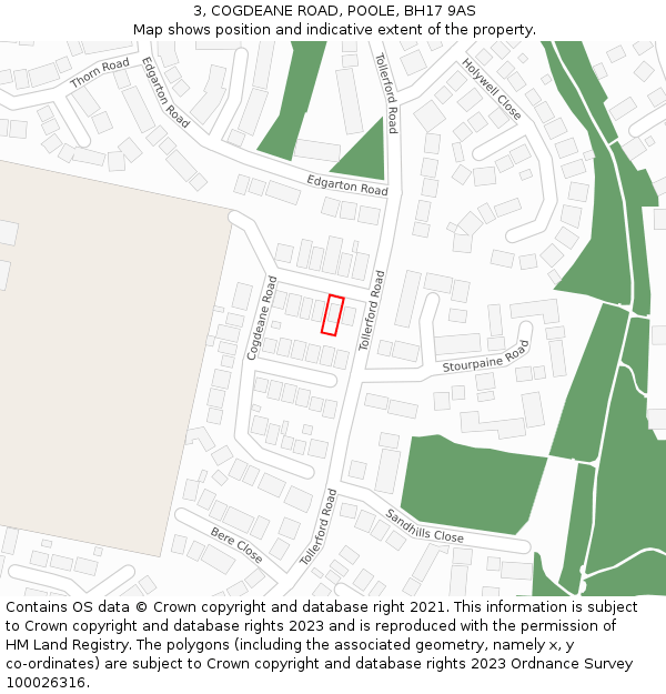 3, COGDEANE ROAD, POOLE, BH17 9AS: Location map and indicative extent of plot