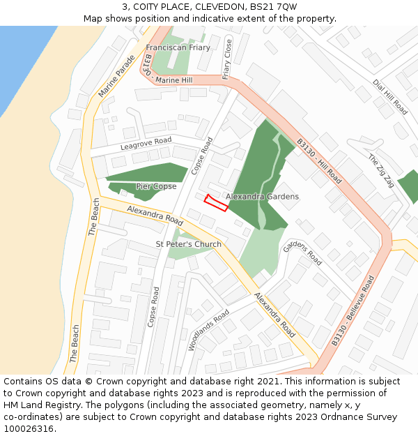 3, COITY PLACE, CLEVEDON, BS21 7QW: Location map and indicative extent of plot