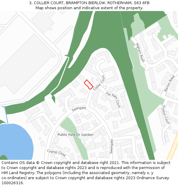 3, COLLIER COURT, BRAMPTON BIERLOW, ROTHERHAM, S63 6FB: Location map and indicative extent of plot